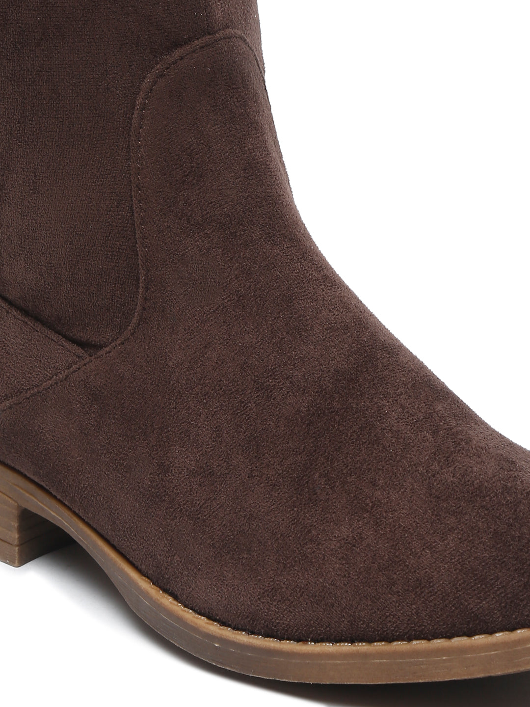 Women's Black Suede Boots Over-the-Knee - Flat Heel with Zipper | FLAT N HEELS