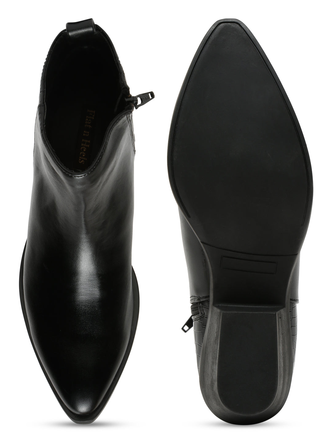Stylish Black Ankle Boots | Flat N Heels
