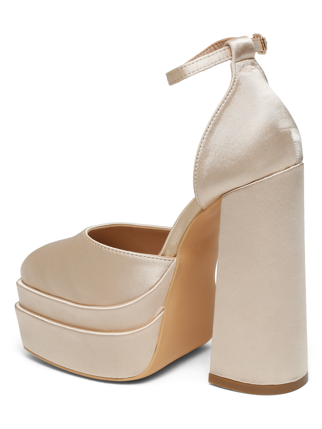 Stylish Satin Platform Heels with Ankle Strap