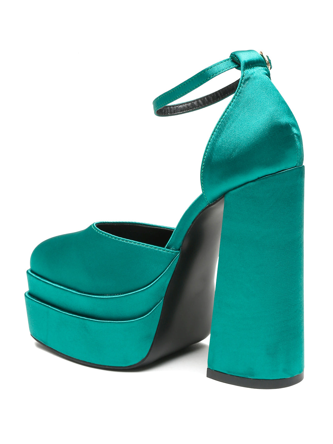 Stylish Satin Platform Heels with Ankle Strap