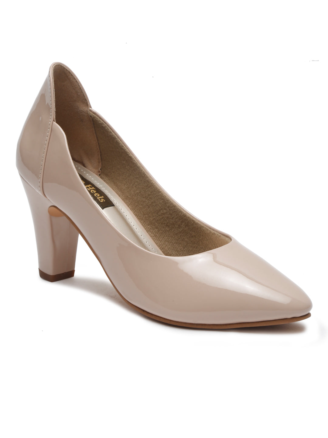 Stylish Beige Block Heel Pumps