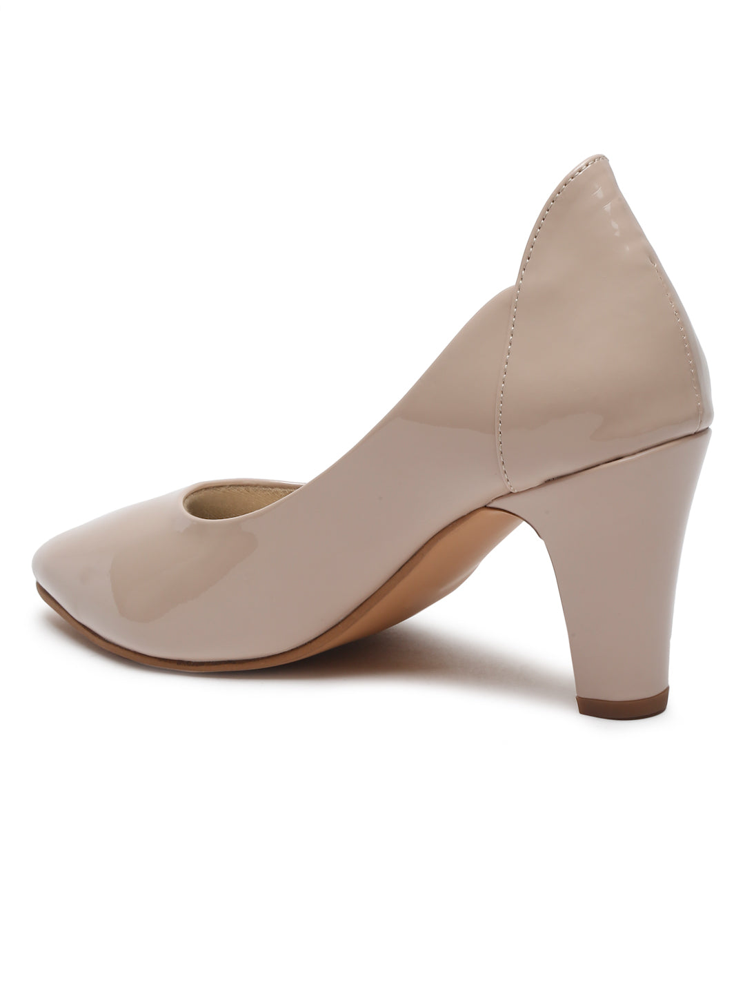 Stylish Beige Block Heel Pumps