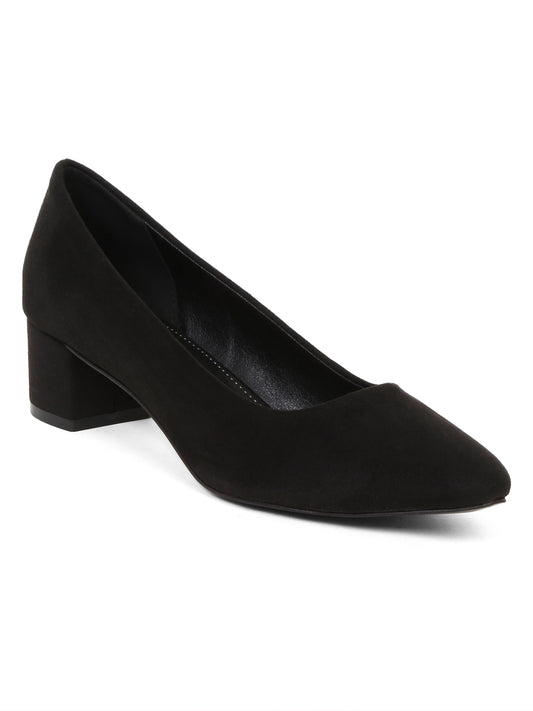 Classic Black Block Heel Pumps For Women's and Girls