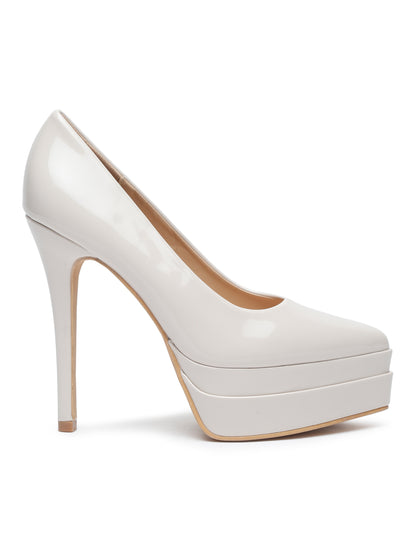 Stylish White Platform  Stiletto Heels Pumps | Flat N Heels