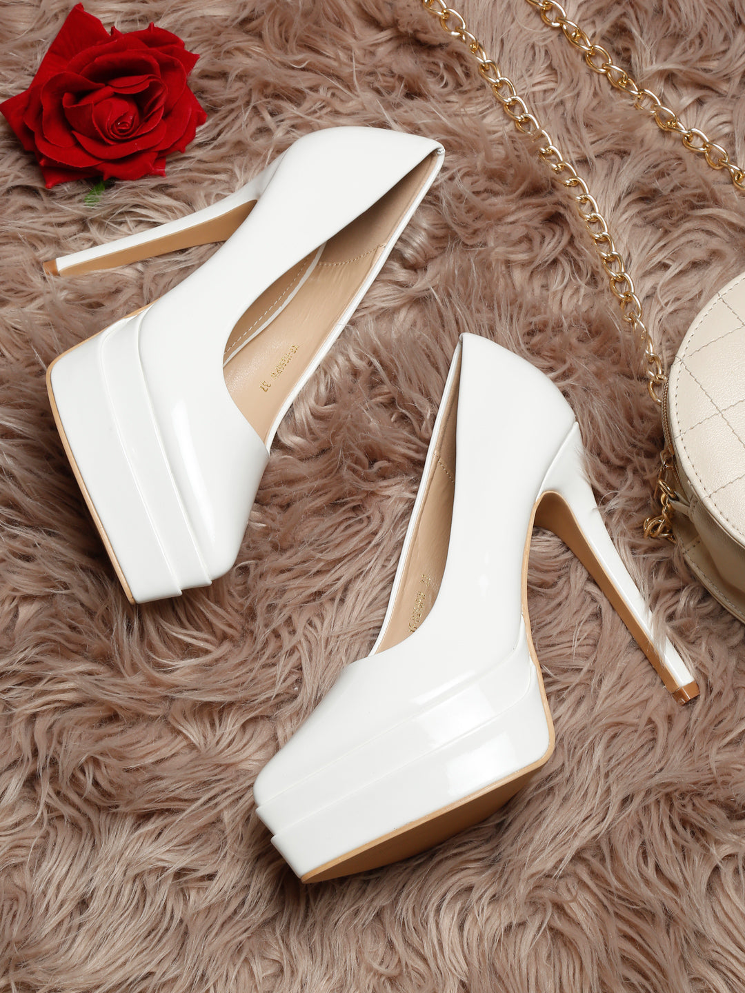 Stylish White Platform  Stiletto Heels Pumps | Flat N Heels