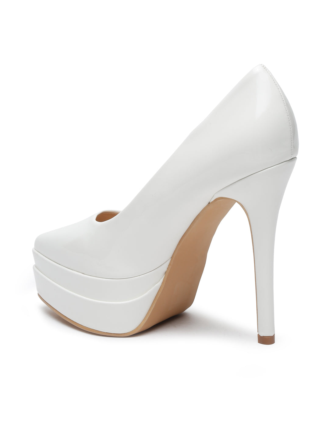 Stylish White Platform  Stiletto Heels Pumps | Flat N Heels