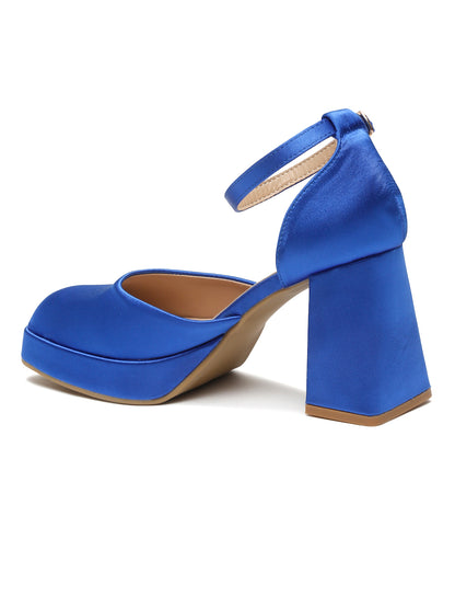 Stylish Blue Ankle Strap Heels | Block Heel Sandals