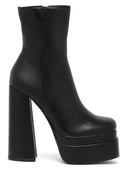 Stylish Black Platform Ankle Boots-Flat N Heels