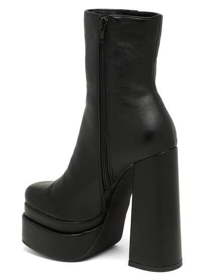 Stylish Black Platform Ankle Boots-Flat N Heels