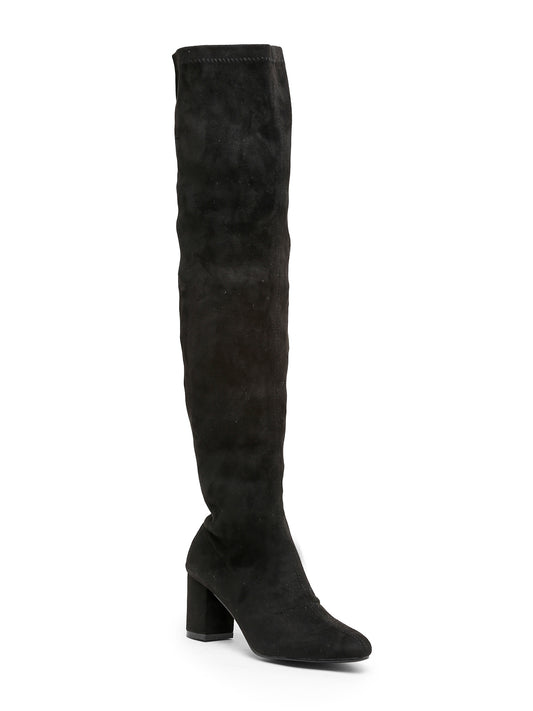Women's Black Best Suede Boots Over-the-Knee