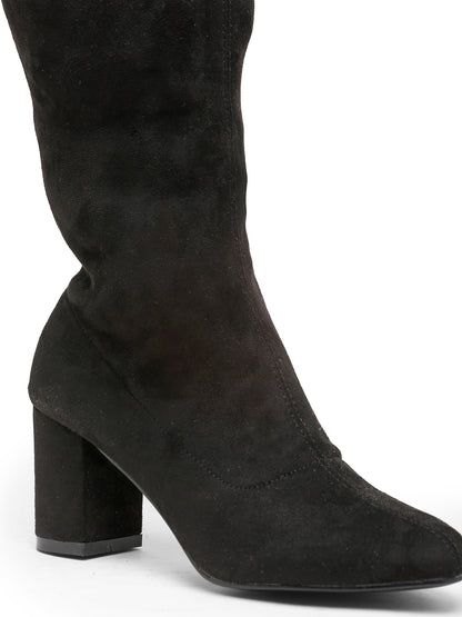 Women's Black Best Suede Boots Over-the-Knee