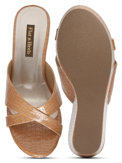 Stylish Tan wedge sandals for women | Comfortable and Trendy