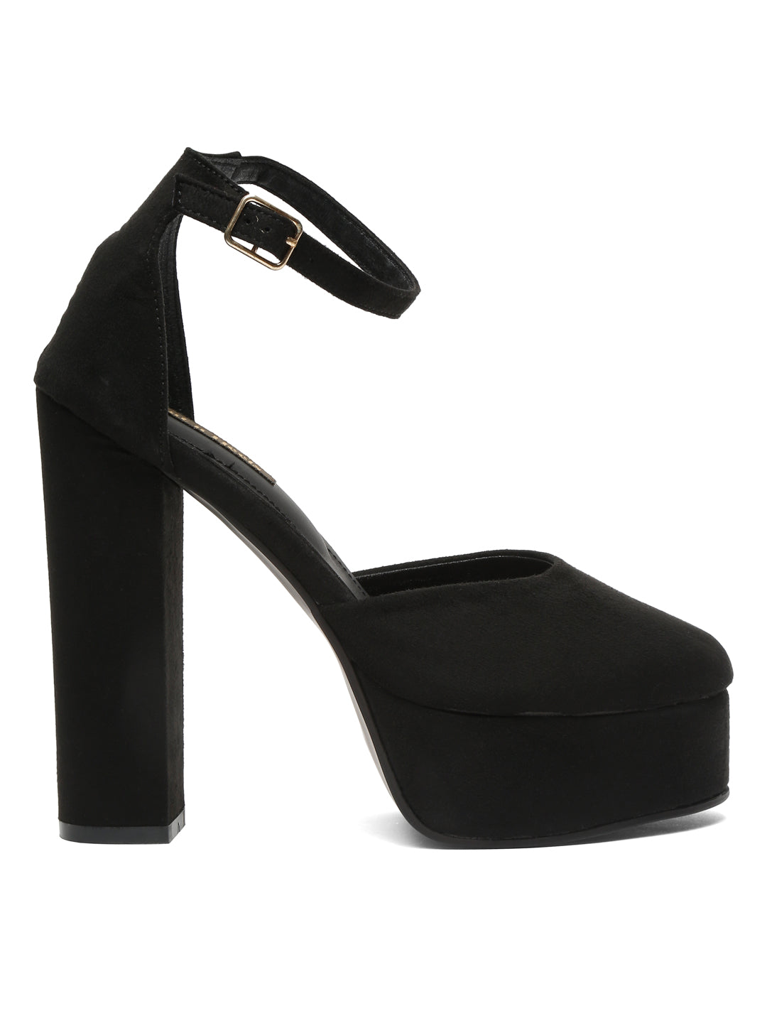 Stylish black heel sandals with ankle strap | Flat N Heels