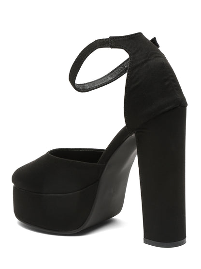 Stylish black heel sandals with ankle strap | Flat N Heels