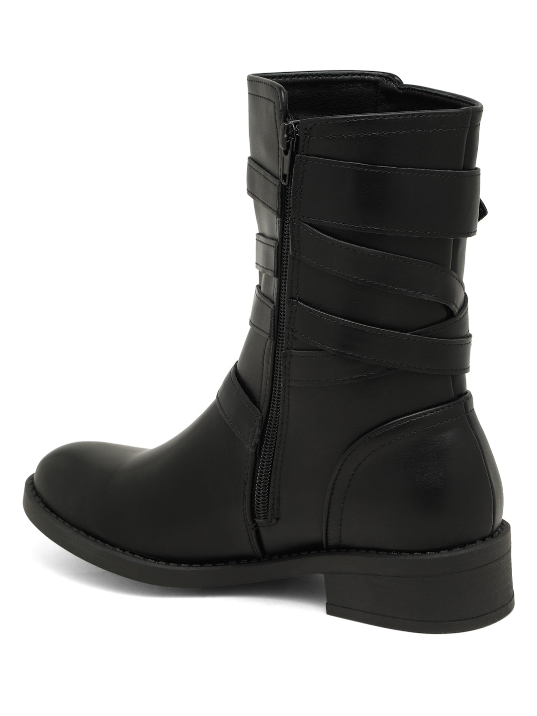 Stylish Buckle Detail Ankle Boots | Black Ankle Boots