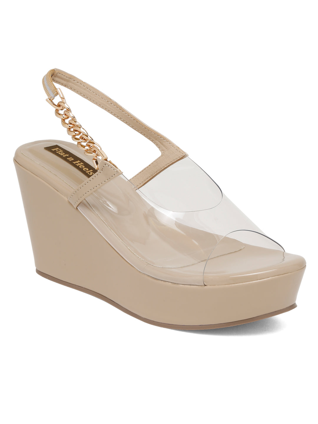 Beige patent leather wedges on sale