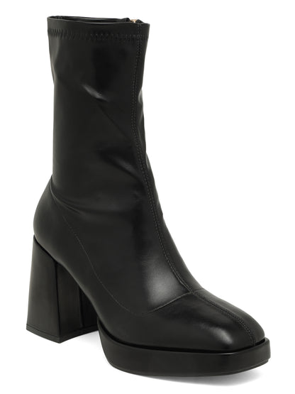 Stylish Black Ankle Boots with Block Heel - Flat N Heels