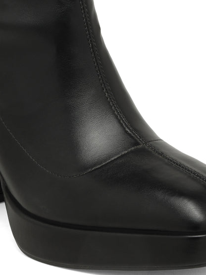 Stylish Black Ankle Boots with Block Heel - Flat N Heels