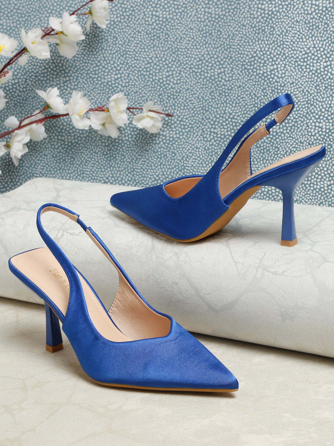 Blue kitten heel slingbacks online