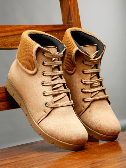 Casual Tan Lace-Up Ankle Boots for Women - Lightweight and Comfortable