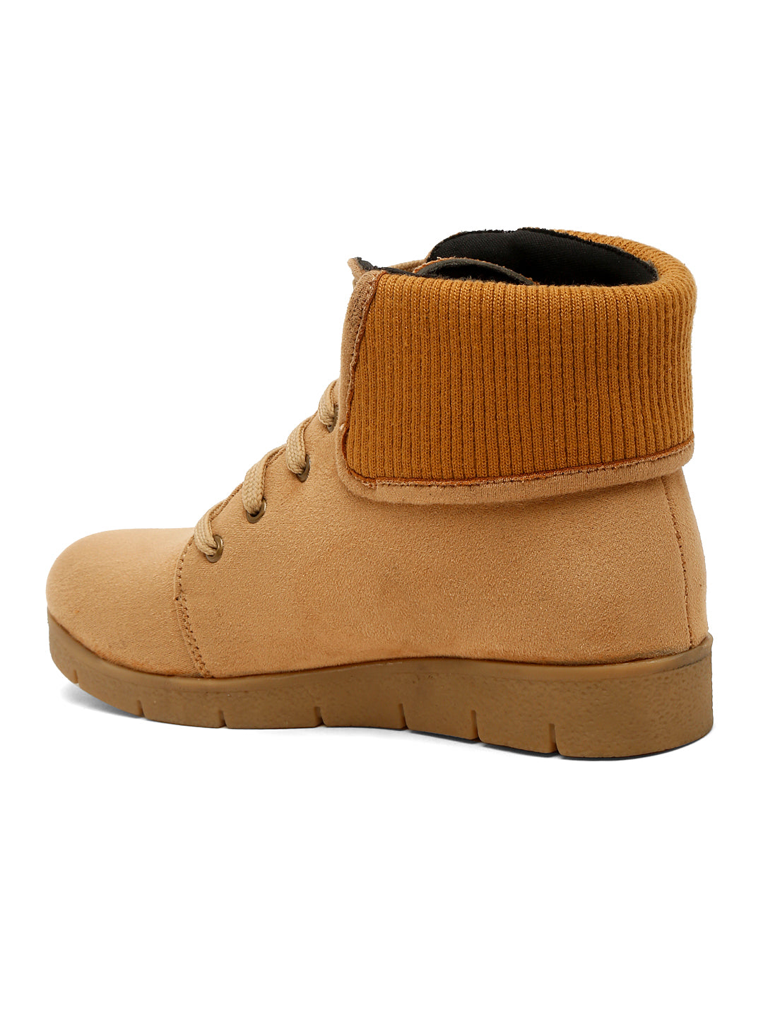 Casual Tan Lace-Up Ankle Boots for Women - Lightweight and Comfortable