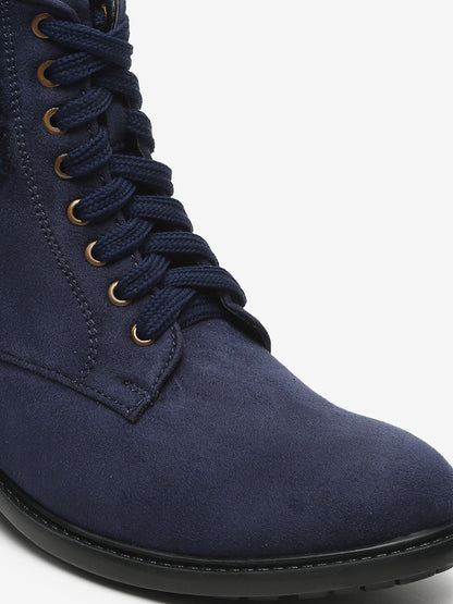 Stylish Navy Lace-Up Ankle Boots for Women | Cozy and Durable Design