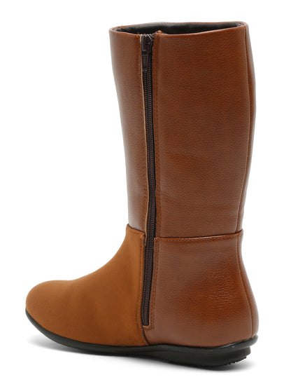 Black Mid-Calf Boots for Women - Sleek Leather and Suede Design