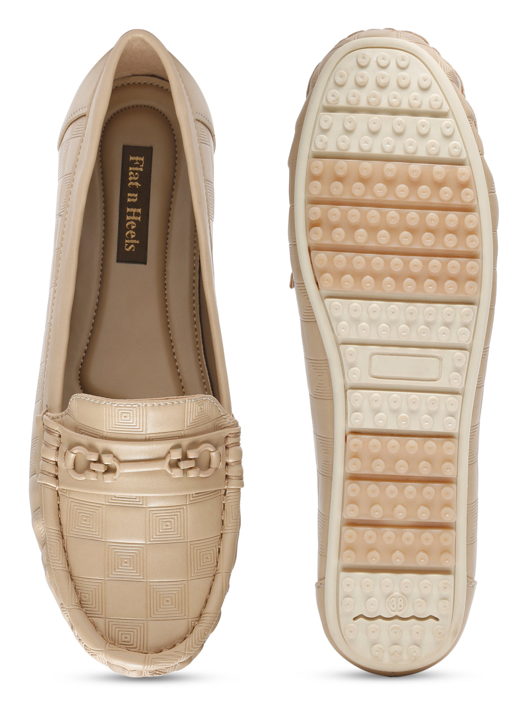 Chic Beige Loafers for Women – Comfortable Slip-On Shoes with Cushioned Footbed