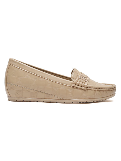 Beige Loafers for Women - Flat Heels Slip-On Shoes