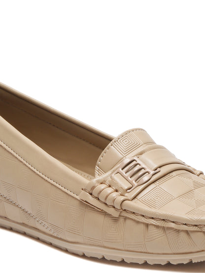 Beige Loafers for Women - Flat Heels Slip-On Shoes