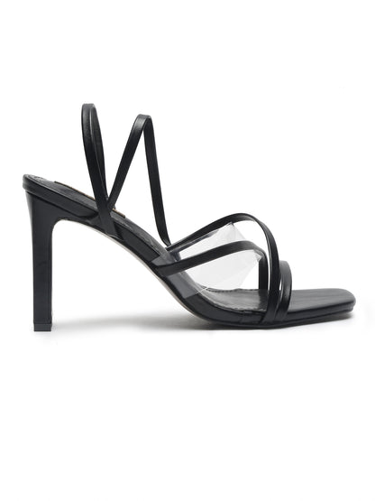 Stylish Strappy Block Heels with Clear Straps | Comfortable and Trendy