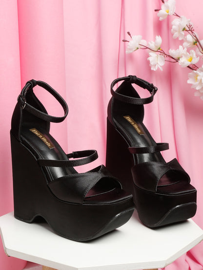 Stylish Peach Platform Heels with Ankle Strap