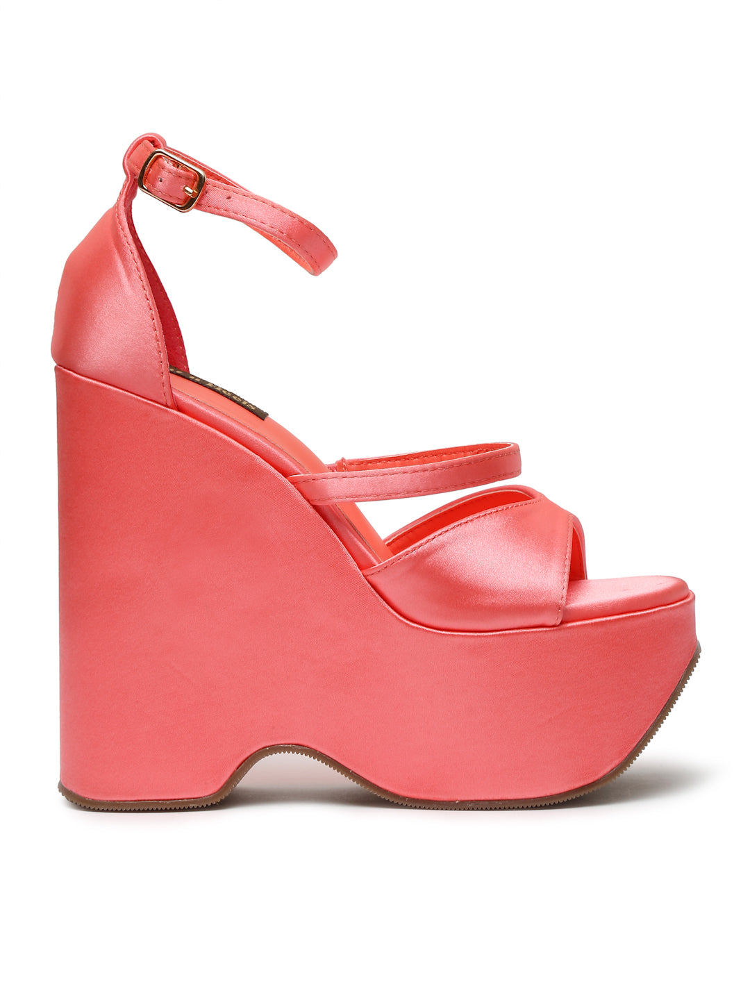 Stylish Peach Platform Heels with Ankle Strap