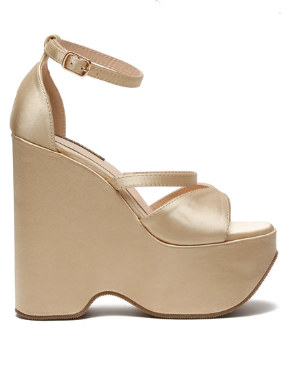 Stylish Peach Platform Heels with Ankle Strap