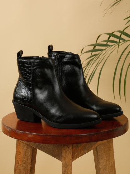 Stylish Black Ankle Boots  | Flat N Heels