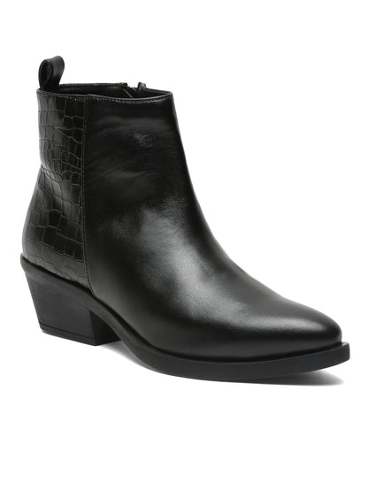 Stylish Black Ankle Boots  | Flat N Heels