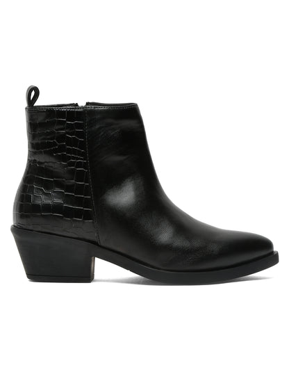 Stylish Black Ankle Boots  | Flat N Heels