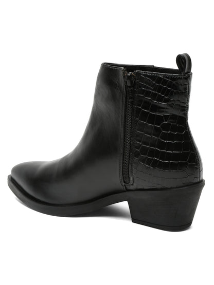 Stylish Black Ankle Boots  | Flat N Heels
