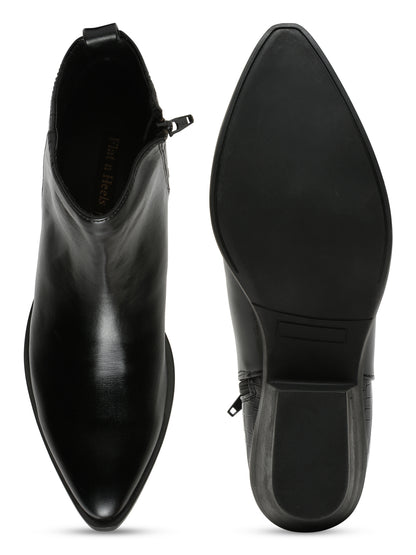 Stylish Black Ankle Boots  | Flat N Heels
